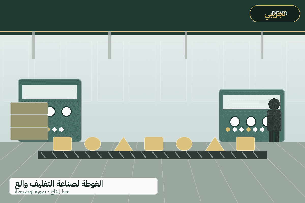 Demo production-line illustration — Al-Ghouta packaging
